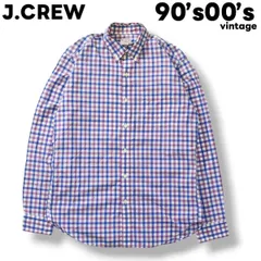 90s00s ジェイクルー 長袖シャツ M チェック柄ブルーxパープル