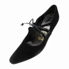 Salvatore Ferragamo サルヴァトーレフェラガモ スエード レースアップ ウェッジソール パンプス ブラック サイズ5.5C 【中古】