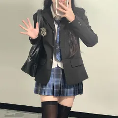 ☆ ブラック×ブルースカート ☆ S ☆ 制服 学生服 中学生 制服 ブレザー 女子 学生服 スカート 制服上下セット 制服セットアップ 卒業式スーツ女子 小学校 卒業式 スーツ 女の子 中学生 高校生 5点セット JK制服 ジュニアスーツ 子供スーツ