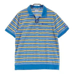 サイズ：MEDIUM CHAMPION GOLF チャンピオンゴルフ  パイル地 半袖ポロシャツ ボーダー柄 ブルー系 [240101313065]# ゴルフウェア メンズ ストスト