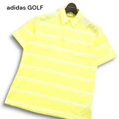 adidas GOLF アディダス ゴルフ 春夏 ロゴ刺繍★ 半袖 ボタンダウン ボーダー ポロシャツ Sz.L メンズ 黄色