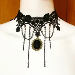 レディース チョーカー 刺繍 ゴズロリ ブラック ダンス 黒 新品 送料無料