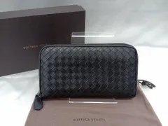 【BOTTEGA VENETA】 S01213686R ラウンドファスナー長財布　財布 ボッテガ・ヴェネタ イントレチャート ブラック 中古