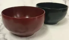 ★天然木★まるっとぽてりボウル　曙　根来　２個　天然木 天然素材 ブラック レッド 木製