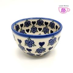 ボウル　ハートと小花の模様　直径10.8cm　ANDY　ポーリッシュポタリー