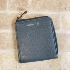 ヒロフ HIROFU ☆ レザー L字ファスナー コンパクト 財布 イタリア製 くすみブルー系