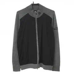 フットジョイ 切替ニットジャケット 杢グレー×黒 ダブルジップ ウール混 メンズ L ゴルフウェア FootJoy