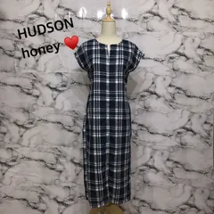 美品<!-利用不可文字-!>　ハドソンハニー　HUDSON honey ノースリーブワンピース　【M】　チェック　Ｖネック　オシャレ　かわいい　シンプル　定番　春夏
