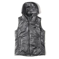 美品 EMPORIO ARMANI エンポリオアルマーニ ベスト サイズ:M フードつき サテン ジップ 中綿ベスト 中綿ダウン ブラック 黒 アウター シンプル 無地 カジュアル ブランドのサムネイル