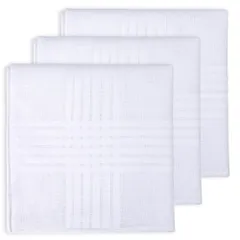 [HDCMLF] ハンカチ 白 ホワイトハンカチ コットン100% 結婚式 冠婚葬祭 男女兼用 白 チェック柄 ポケットチーフ ウェディング 法事 入学式 卒業式【商願2022-31594】