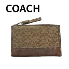 コーチ COACH	コインケース 小銭入れ ミニ財布 ベージュ シグネチャー レザー キャンパス