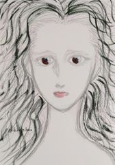 Akihiko Mihara, Salon d'Automne Award-winning artist, original drawing [BEAUTY] Female portrait, figure drawing, line drawing, art, small piece, painting, fine art, interior art, original artwork, miscellaneous goods, contemporary art, pencil drawing, brush pen art, illustration, fashion design drawing, portrait of a beautiful woman