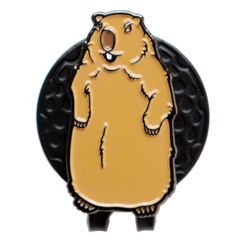 ゴルフマーカー マーモット ハットクリップ マグネット（磁石）着脱 ブサカワ系かわいい動物 ボールマーカー 鉄製