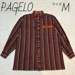 PAGELO 鳥柄ストライプシャツ M PAGELO 鳥柄ストライプシャツ M 楽天