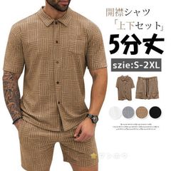 セットアップ 上下セットメンズ 夏 開襟シャツ トップス ポロシャツ  短パン 5分丈 夏服 ショートパンツ ハーフパンツ カジュアル 大きいサイズ 父の日 プレゼント ギフト 