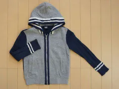 ドルチェアンドガッバーナ dolce&gabbana D&G ドルガバ アウトレット 子供服 男の子 約 110cm 長袖 パーカー ジップアップ グレー 紺 無地 裏起毛 防寒 秋 冬 ★4 トップス 冬服 ボーイズ キッズ 【中古】 ユーズド