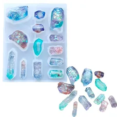 【Ever garden】 シリコンモールド 鉱石 13個 レジン アゲートスライス アゲートシリコンモールド キーホルダー シリコン モールド アロマストーン 石膏 手作り 石鹸 キャンドル 樹脂 粘土 オルゴナイト シリコン型 型 キット ハンドメイド 1