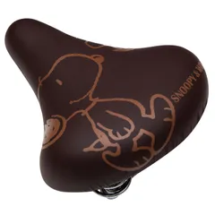 ☆ pe006.スヌーピーフレンズBR ☆ のび～るチャリCAP サドルカバー 一般サイズ 防水タイプ かわいい 可愛い レディース メンズ 取付簡単 取付け簡単 取り付け簡単 取り付けかんたん 見つけやすい スナップボタン のびーるチャリCAPのサムネイル