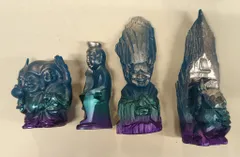 MIROCKTOY 三面大黒天、伝弥勒丸像、護法神セット　木彫 木彫り仏像 【三面大黒天】 桧木 立4.0寸 総高25cm 【勝利神