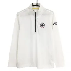 キャロウェイ 長袖ハイネックシャツ 白 バイク柄 織生地 ハーフジップ メンズ M ゴルフウェア Callaway