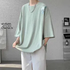 [2XL]メンズ ファッション 服 男性用 オシャレ シンプル 大人 かっこいい 大きいサイズ ストリート 紳士服 白 T シャツ 半袖 夏 ハイエンド カップル 7分袖