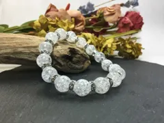 パワーストーン ブレスレット クラック水晶 12mm 天然石ブレス / メンズ レディース 男性 女性 幸運 開運 お守り(シルバー) ☆