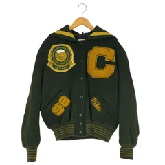 EX DeLONG 80s USA製 スタジャン グリーン ビッグワッペン L
