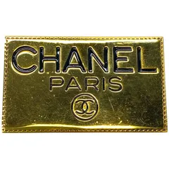シャネル ブローチ ピンブローチ ロゴ プレート アクセサリー ココマーク GP ゴールド ヴィンテージ CHANEL