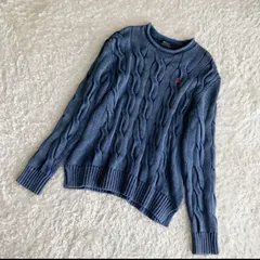 美品！ポロラルフローレン ケーブルニット　インディゴ　ヴィンテージ加工