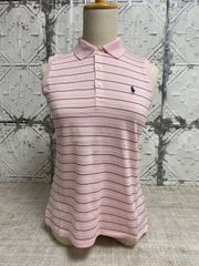 e-163　RALPH LAUREN GOLF ラルフローレン ゴルフ スポーツ ウエア ピンク ボーダー ゴルフウエア ロゴ刺繍