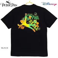 D004 Peterpan ピーターパン  Disney ディズニー アニメ ネバーランド Tシャツ 半袖 空飛ぶ少年 冒険 ブラック 黒 メンズ レディース ペアルック 誕生日 プレゼント ギフト 正規品 希少