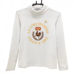 ★特価★【美品】ルコック 長袖ハイネックシャツ 白×オレンジ ロゴ刺しゅう ラインストーン タートル  レディース M ゴルフウェア le coq sportif
