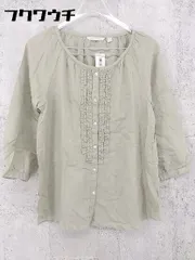◇ UNIQLO ユニクロ shirt collection 八分袖 ノーカラーシャツ サイズM カーキ レディース 