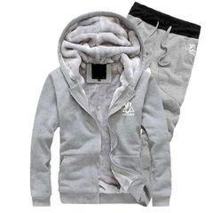 上下セットアップスウェットパーカージップアップ 裏ボア付きパーカーズボン裏ボア付きパンツ上下全体裏ボア付き暖かいメンズコーディネートフード付き防寒抜群 長袖 裏起毛 男女兼用(グレー)