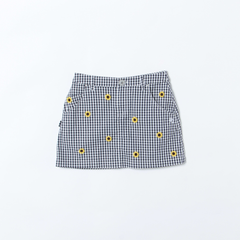 【認定リユース品】ポリエステルコットン ギンガム ストレッチ ミニスカート <ヒマワリ柄>