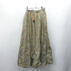 ◇ Θ niko and … ニコアンド ウエストゴム　花柄 マキシ フレアー スカート サイズM ブラウン系　グリーン系 レディース E  【1410290038604】