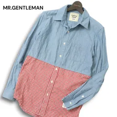 MR.GENTLEMAN ミスタージェントルマン 通年 ギンガム チェック 切替★ 長袖 シャンブレー シャツ Sz.M メンズ 日本製