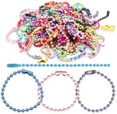 【迅速発送】ボールチェーン 50本セット コネクター付き 12cm キーチェーン チェーンキーホルダー DIY 手作り用品 ハンドメイド アクセサリーパーツ (カラー)