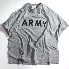 90s 米軍実物 XL グレー U.S.ARMY PFU S/S T-SHIRT TEE アメリカ陸軍 ユーエス アーミー ミリタリー トレーニングウェア ヴィンテージ 半袖 Tシャツ メンズ シングルステッチ バインダーネック 1993年 p25073307