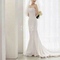 ウェディングドレス ドレス 白 前撮り 二次会ドレス ホワイト マーメイドライン 結婚式ドレス ロングドレス 花嫁ドレス トレーンライン ワンピース セクシー露背 旅行撮影ドレス xzdsvsd