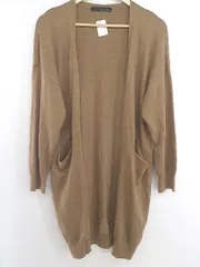 ◇ mysty woman ミスティウーマン 長袖 ロング ニット カーディガン サイズF ブラウン系 レディース P  【1301210005113】
