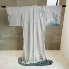 訪問着　帯　セット　夏帯　着物　パープル　グレー　紫　花　管理番号KKVMI03