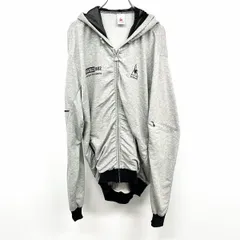 古着 le coq sportif ルコックスポルティフ 若干薄手 スウェット ジップアップ パーカー フロントギャザー ロングテール M ヘザーグレー×ブラック 杢グレー メンズ
