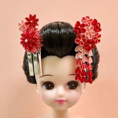 人形用つまみ細工　1/6ドール 日本髪