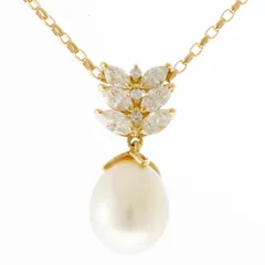 ネックレス K18イエローゴールド パール ダイヤモンド 0.78ct 中古