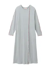 【未開封品】ANGELIEBE 綿混長袖リブネグリジェ　マタニティ・産後授乳パジャマ【出産後も長く使える】ブルグレー Lサイズ