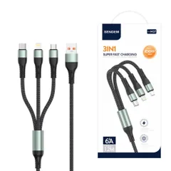 3in1 6A 充電器ケーブル USBケーブル iPhoneケーブル Type-cケーブル Microケーブル 急速充電 ケーブル micro usb type−c 1.2m Android 充電ケーブル