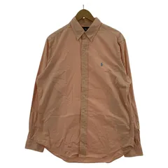 RALPH LAUREN ラルフローレン ワンポイントロゴ刺繡 ボタンダウン長袖シャツ sizeM/ペールオレンジ