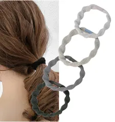 [Herbeluemily] ヘアゴム 黒 モノトーン 4本セット 髪ゴム 大人 お洒落 ベーシック シンプル D [Dタイプ]