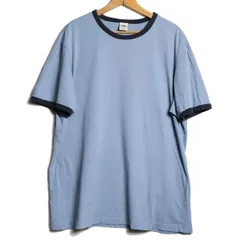 00's オールドネイビー コットン リンガー Tシャツ 半袖 (L) 青灰系×紺 無地 00年代 旧タグ オールド ギャップ GAP OLD NAVY Y2K 2003年製　アメリカ古着 USED  ビンテージ ヴィンテージ